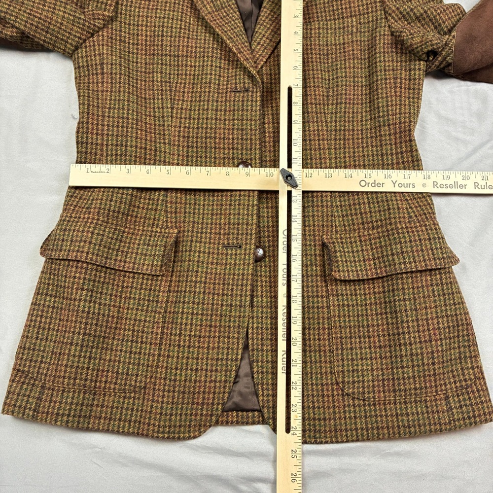 Lauren Ralph Lauren Skirt Suit Women 8 Brown Houndstooth Wool Suede Patches - Picture 9 of 16